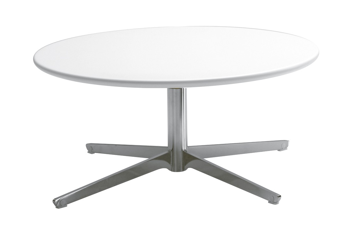 Tisch Kaleox, Alternativversion 1; <br>runde Tischplatte  60 cm, wei; <br>Gestell verchromt; Tischhhe 40 cm
