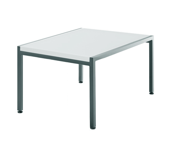 Tisch Kaleox, Alternativversion 2; <br>rechteckige Tischplatte 60 x 58 cm, wei; <br>Gestell alugrau lackiert; Tischhhe 40 cm